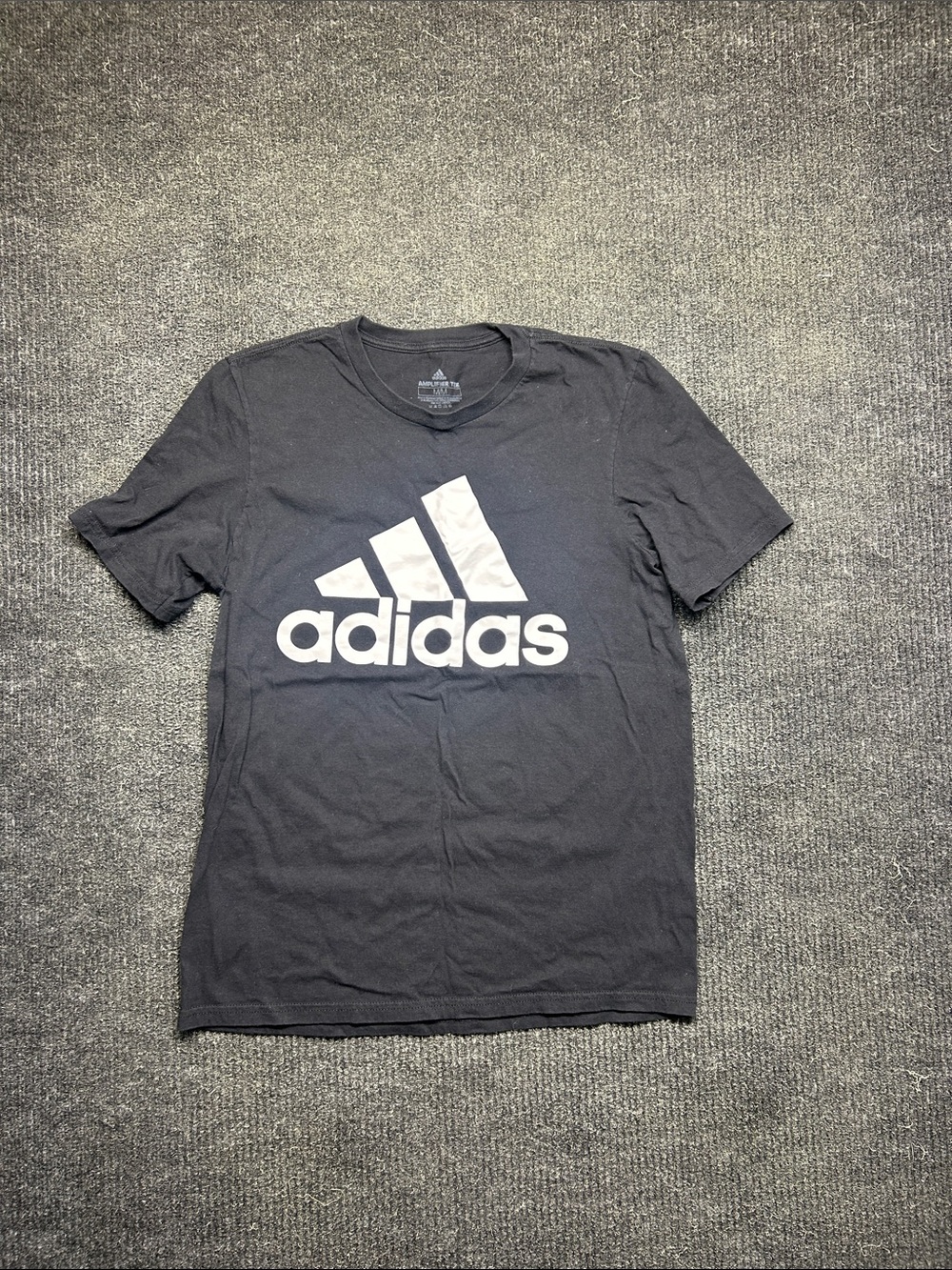 adidas Black Tee with White Trefoil-Style Logo - Short Sleeve